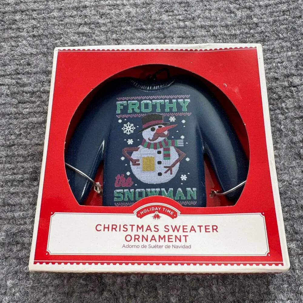 Ugly‎ Christmas Sweater Ornament Frothy The Snowman NWT Boxed Holiday Decor